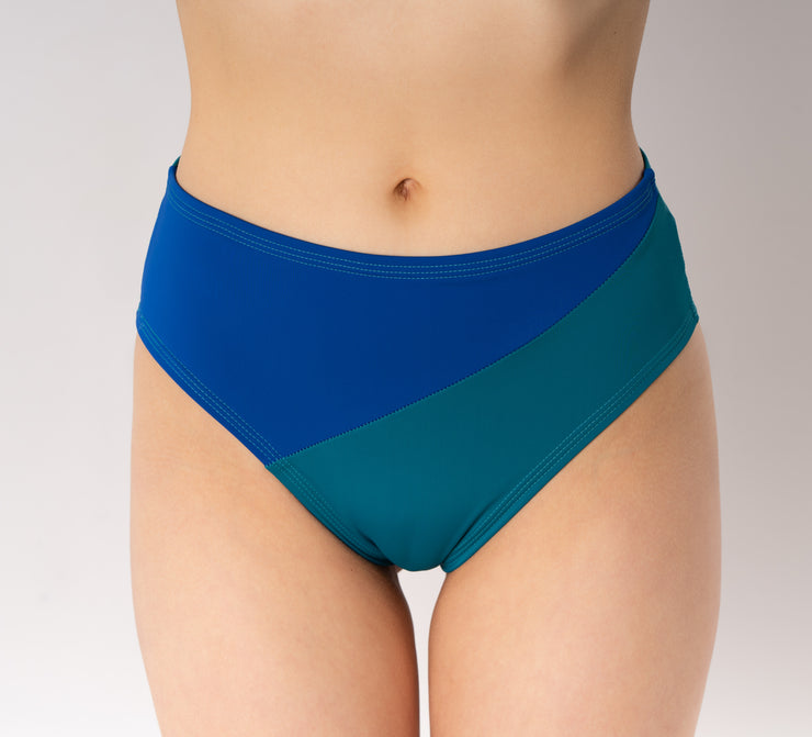 Solar High Waisted Bikini Bottom - Blue-Turquoise -80% OFF