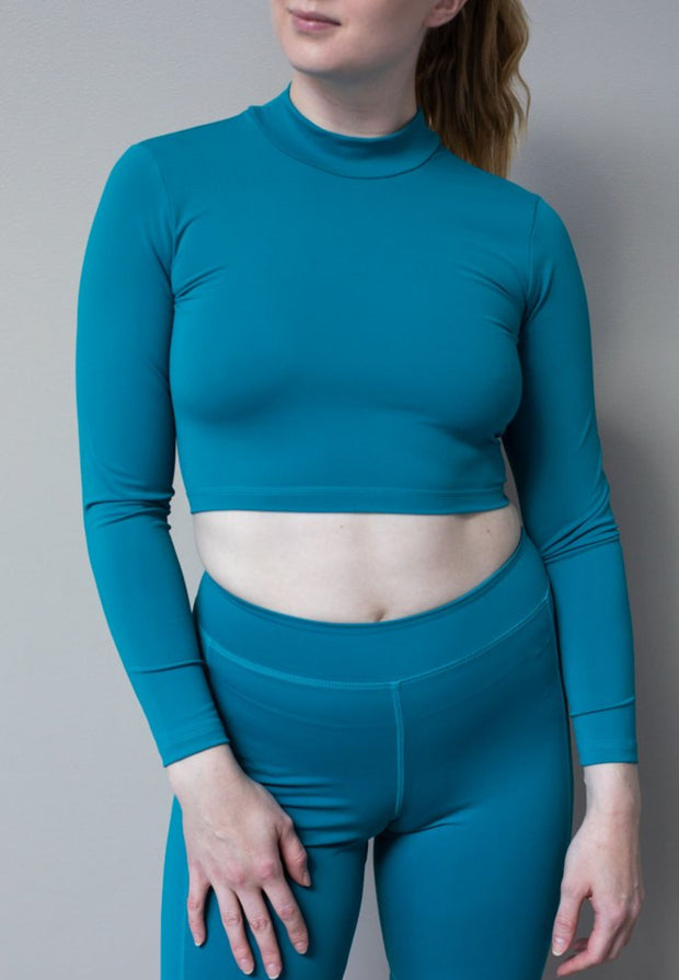 Liza Long Sleeve Wrap Shirt - Turquoise -30% OFF