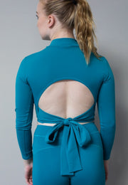 Liza Long Sleeve Wrap Shirt - Turquoise -30% OFF
