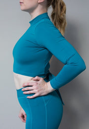 Liza Long Sleeve Wrap Shirt - Turquoise -50% OFF