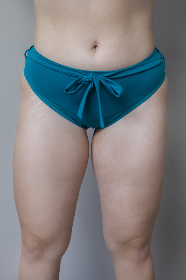 Skye bikini bottom with a bow belt - Turquoise SAMPLE