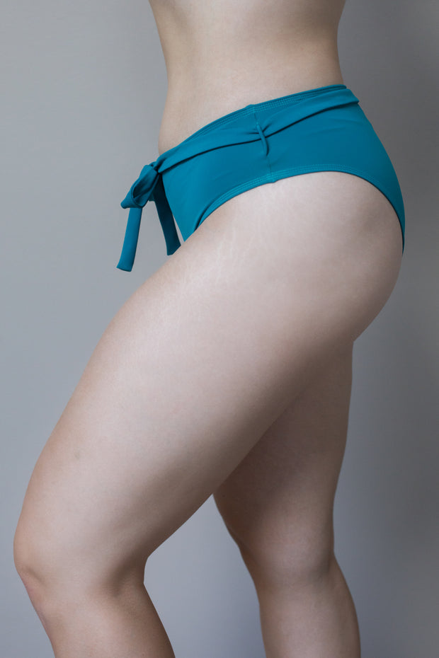 Skye bikini bottom with a bow belt - Turquoise SAMPLE