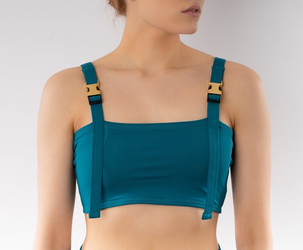 Skye Bandeau Bikini Top - Turquoise SAMPLE