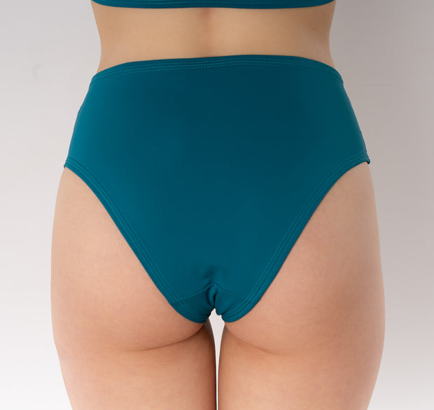 Solar High Waisted Bikini Bottom - Blue-Turquoise -60% OFF