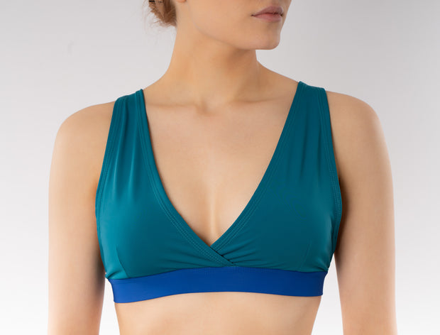 Solar v-neck bikini top - blue-turquoise -60% OFF